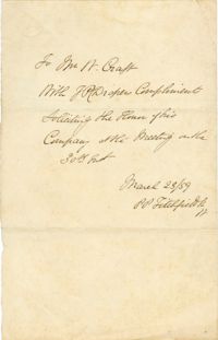 3. Note to William Craft requesting his presence at an Abolitionist Meeting