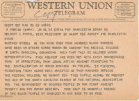 Telegram to Delbert L. Woods, Vice-President of the South Carolina NAACP, from Isaiah Bennett