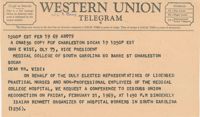 Telegram to John E. Wise, Vice-President of the Medical College, from Isaiah Bennett