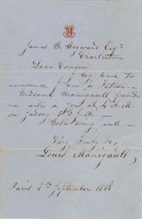 156. Louis Manigault to James B. Heyward -- September 8, 1858