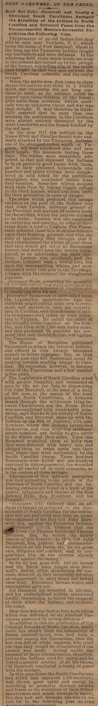 621.  Newspaper account of Fort Barnwell -- April 6, 1895