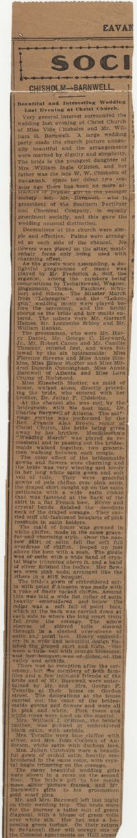 612.  Wedding announcement of Vida and William G. Barnwell -- 1909