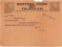 Telegram from Harold Easterby, May 5, 1922