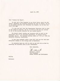 Letter from Willard Silcox, April 13, 1972