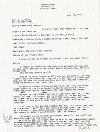 Letter from James Arthur, April 13, 1972