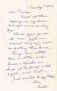 Letter from Lucille Shirmer, undated