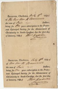 162.  Receipts for Protestant Episcopal Society -- February 4, 1834