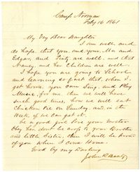 Letter from John R. Beaty to his daughter Isabella, February 1861