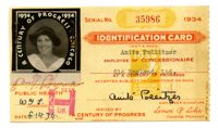 Anita Pollitzer Identification card, A Century of Progress International Exposition [World's Fair held in Chicago]