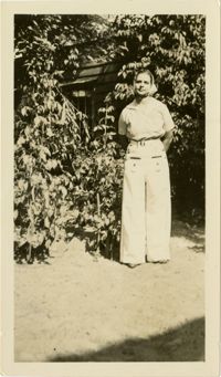 Miriam DeCosta Seabrook standing in front of tree