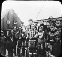 Eskimo Girls and Part of Crew S.S. Eric-At Upernavik, Greenland.