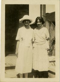 Miriam DeCosta Seabrook and Eugenia DeCosta Higgins standing outside