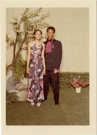 Formal photograph of Sharon Peters and prom date, Keith Gains