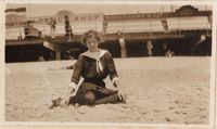 Pauline Donner in front of boardwalk at beach