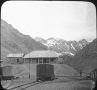 Station in the Andes, Trans-Andine Railway.
