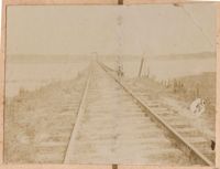 Railroad tracks on trestle