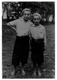 Joe and Peseach Engel (brother), Zakroczym, Poland, 1938